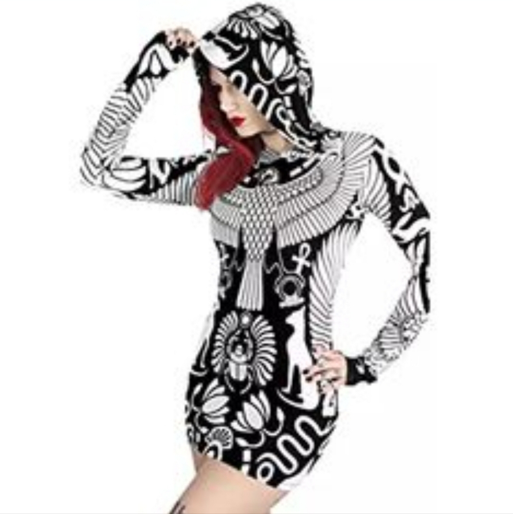 Killstar Vulture Egyptian Hawk Cat Ankh Goth mini dress